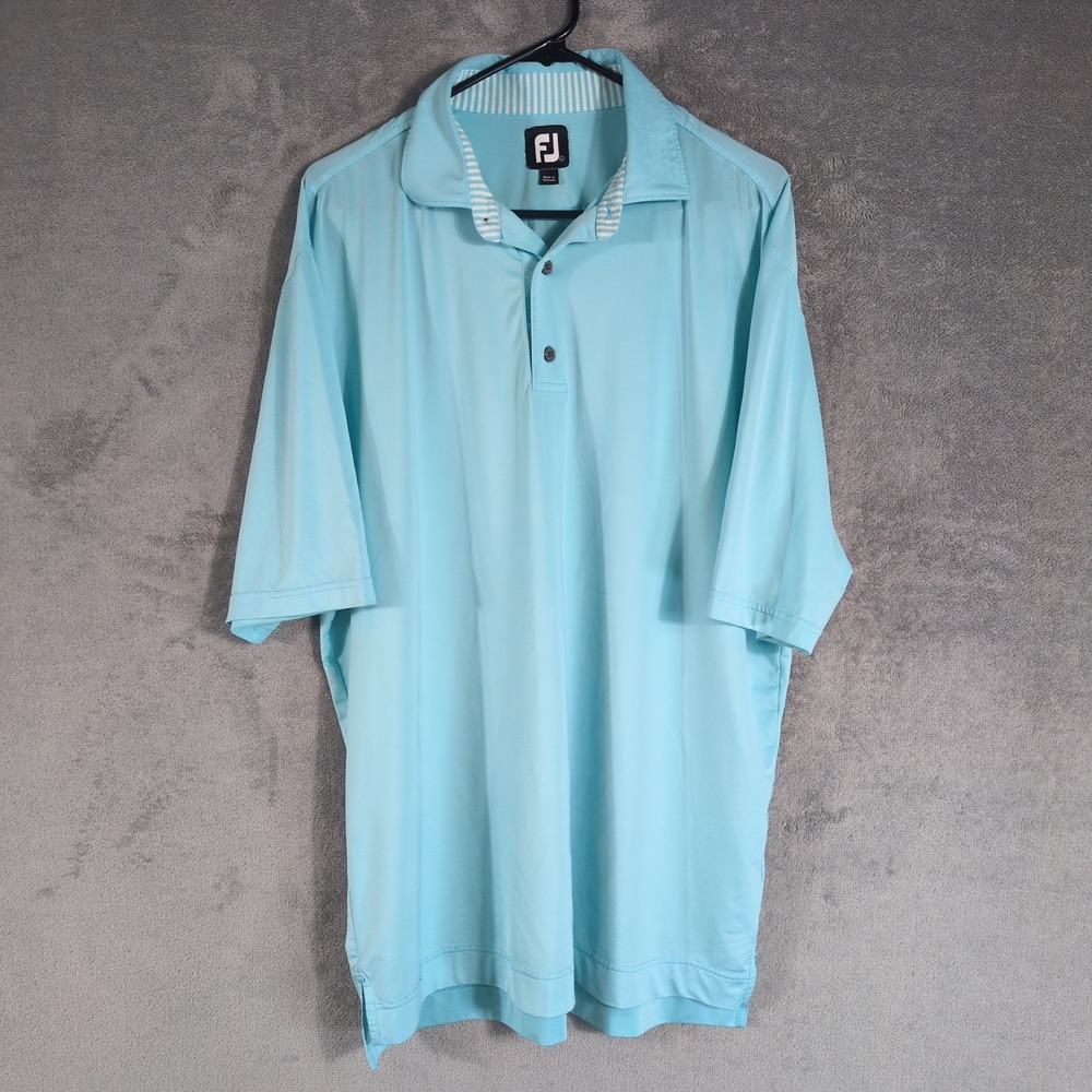 FootJoy Mens Performance Golf Polo Shirt Light Blue Short Sleeve Large Stretch
